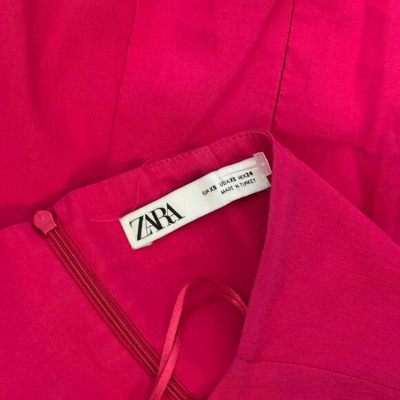 Zara Pink one shoulder top with knot detail & back zipper Size XS - Picture 8 of 8